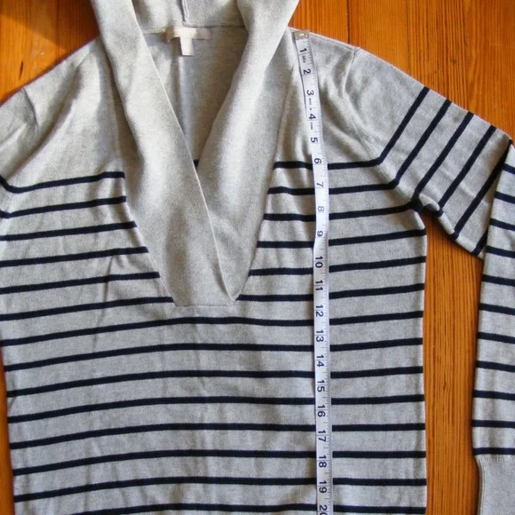 Banana Republic Sweater Hoodie Striped Gray Navy Blue Small S EUC - Picture 6 of 12